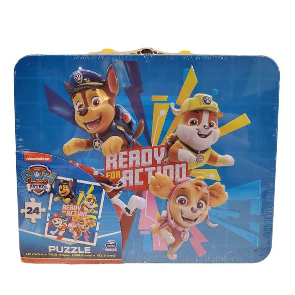 Paw Patrol. Lunch Box With The Characters From The Television Series Paw Patrol Metal Box Dogs Chase Marshall And Rubble Isolated Tv Serie Movies Pets Lunchbox